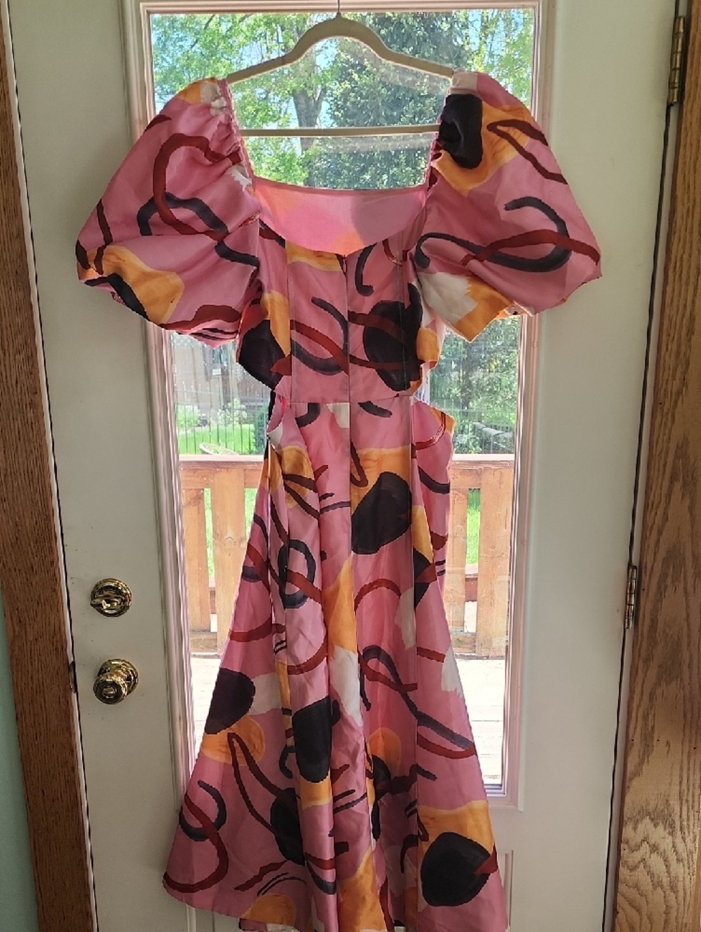 Anthropologie Pink Abstract Cutout Midi Dress - Picture 3 of 4